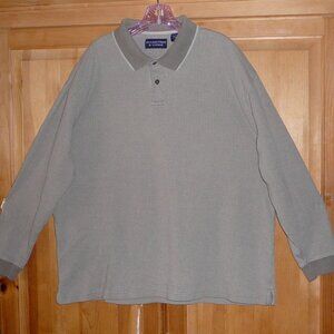 Roundtree & Yorke Mens Shirt Size XL Long Sleeve Polo Shirt Beige